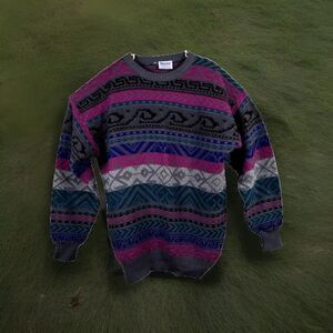 Vintage Meister Sweater Mens  XL  Wool Blend Multi Color Fair Isle Design